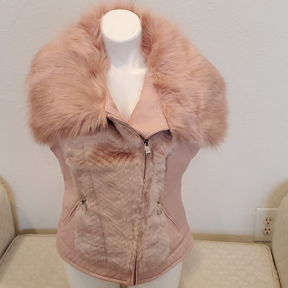 Pink faux fur vest